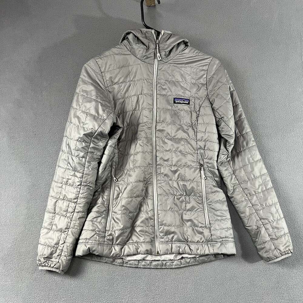 Patagonia Jacket Women’s XS Gray Nano Full Zip Puffer Hooded Outdoor Hiking